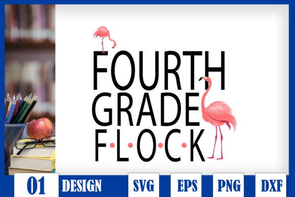 Teacher 4th Grade Pink Flamingo Flock Graphics for Crafts